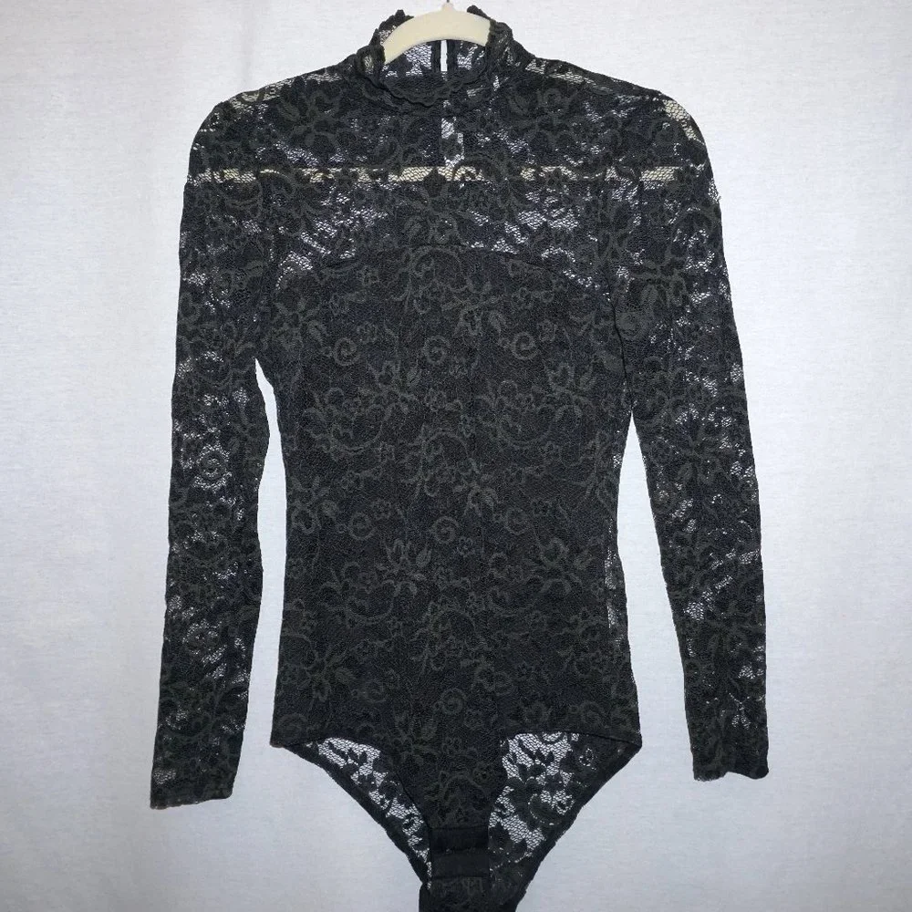 GANNI Flynn Lace Bodysuit size 34 US XS S  forest green  B-20 - Picture 3 of 9